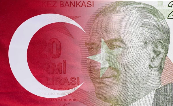 Cumhurbaşkanı Mustafa Kemal Atatürk Veya Türk Lirası Nın Yakın Plan — Stok fotoğraf