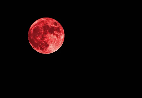 Roter Blutiger Mond Schwarzen Himmel Als Hintergrund Vollmond — Stockfoto