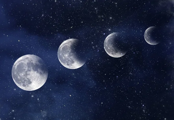 Espaço Incrível Céu Com Estrelas Lua Durante Eclipse Fundo — Fotografia de Stock