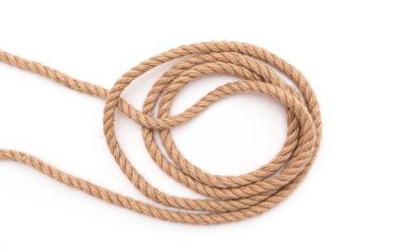 Beyaz zemin üzerinde izole halat, kablolar, hems soyut formu