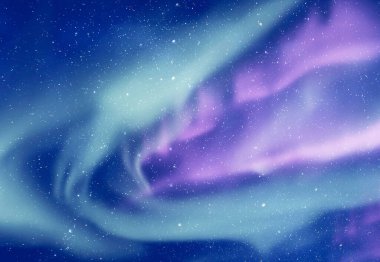 Aurora borealis ya da Kuzey ışıkları ve arkaplan yıldızlı gökyüzü