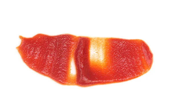 Plama Zbliżeniowa Czerwonego Ketchupu Izolowana Białym Tle — Zdjęcie stockowe