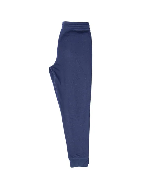 Detail Modré Sportovní Kalhoty Tepláky Jogging Pro Muže Izolované Bílém — Stock fotografie