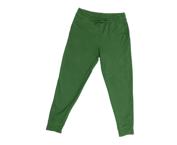 Close Calças Esporte Verde Sweatpants Correndo Para Homens Isolados Fundo — Fotografia de Stock