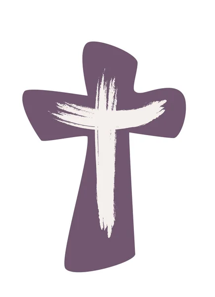 Векторный Христианский Крест Нарисованным Вручную Крестом — стоковый вектор