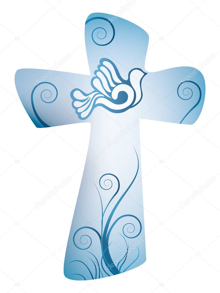Cross christian symbol with dove