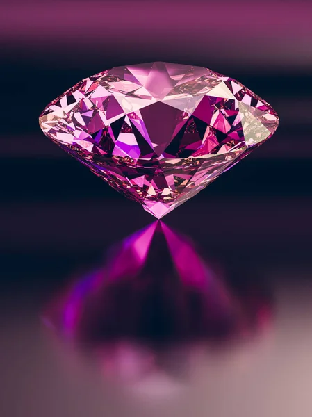 Růžový diamant na tmavém pozadí. — Stock fotografie