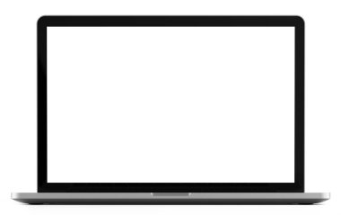 Boş ekran beyaz arka plan, gümüş alüminyum gövde izole sahip dizüstü bilgisayarı. Bütün odak. 