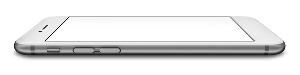 Perak smartphone dengan layar kosong, diisolasi dengan latar belakang putih . — Stok Foto