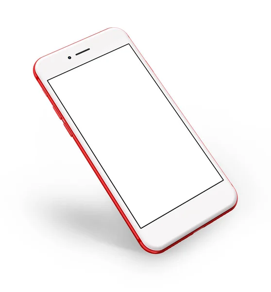 Smartphones rojos con pantalla en blanco, aislados sobre fondo blanco . — Foto de Stock