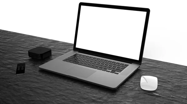 Laptop med blank skärm, grå aluminium kropp. Hög detaljerad. — Stockfoto