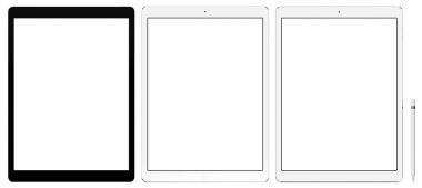 Tablet bilgisayarı beyaz arkaplanda izole edildi.
