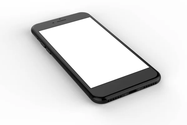 Schwarz polierte Smartphones mit leerem Bildschirm, isoliert auf weißem Hintergrund. — Stockfoto