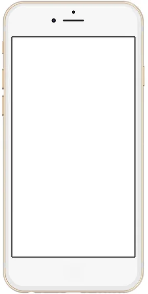Smartphone dorati con schermo bianco, isolati su sfondo bianco . — Foto Stock