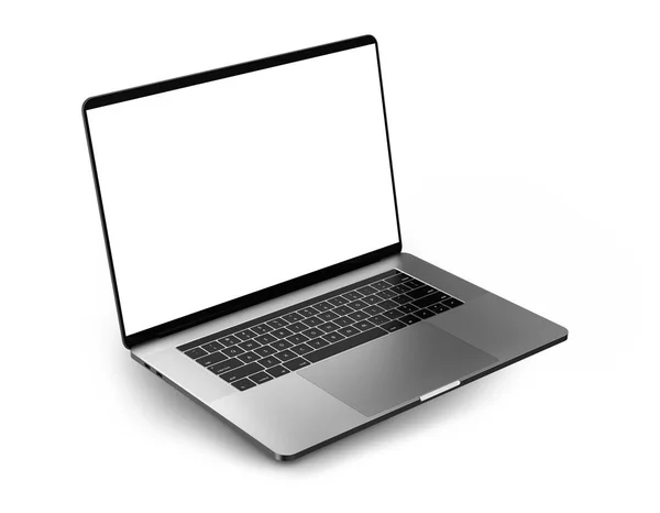Φορητός υπολογιστής με κενή οθόνη που απομονώνεται σε λευκό φόντο. — Φωτογραφία Αρχείου