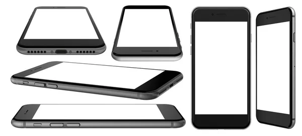 Smartphone con pantalla en blanco y aislado en el fondo blanco . — Foto de Stock