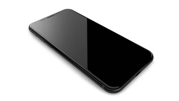 Svart smartphones med blank skärm, isolerad på vit bakgrund. — Stockfoto