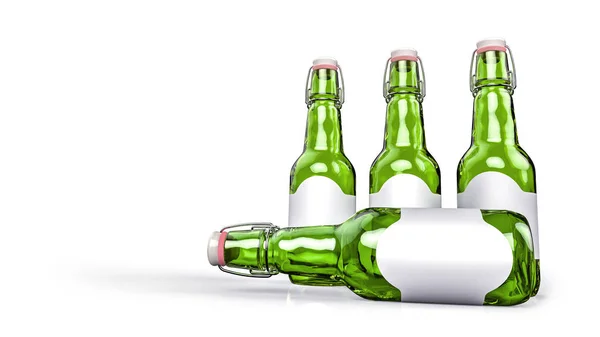 Beer bottle with blank label side by side. — Stock Photo, Image