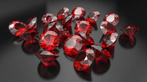 Rubies on a black background. — Stock Photo, Image