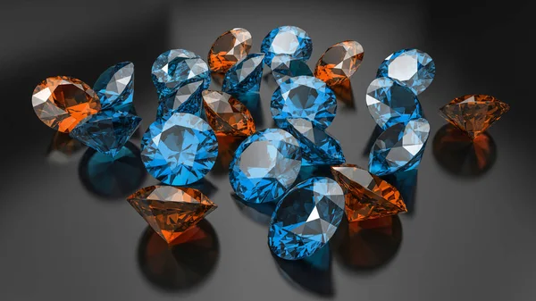 Or diamants ensoleillés et bleu océan sur un fond noir . — Photo