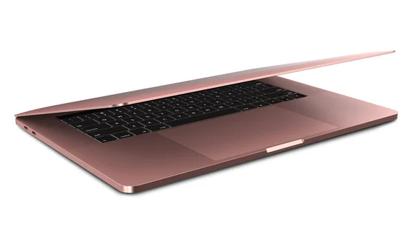 Laptop roos goud met een gesloten scherm cover-geïsoleerd op wit - hoog gedetailleerde, — Stockfoto