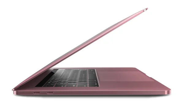 Laptop ροζ χρυσό με κλειστή οθόνη κάλυψη-απομονωθεί σε λευκό - υψηλή λεπτομερή, — Φωτογραφία Αρχείου