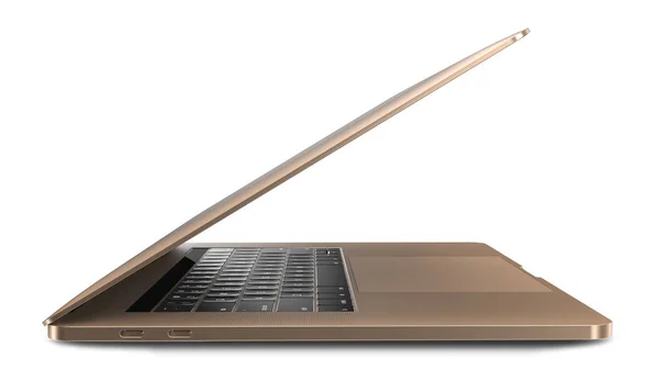 Laptop goud met een gesloten scherm cover-geïsoleerd op wit - hoog gedetailleerde, — Stockfoto