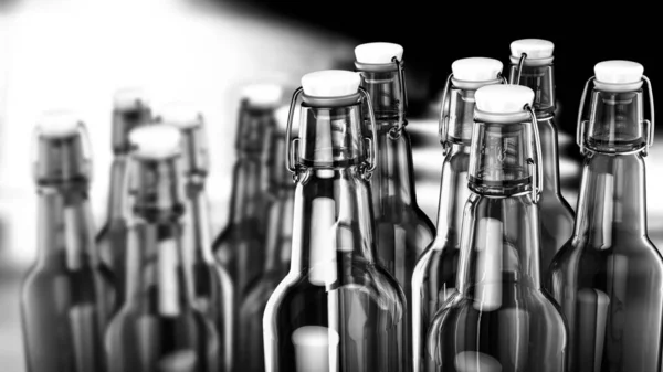 Botella de cerveza sobre fondo de barra . —  Fotos de Stock