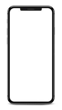 Beyaz arka plan üzerinde izole boş ekran ile siyah akıllı telefonlar. 