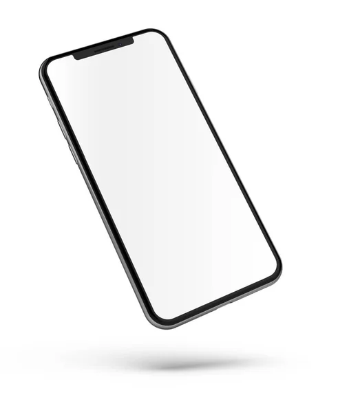Schwarze Smartphones Mit Leerem Bildschirm Isoliert Auf Weißem Hintergrund — Stockfoto
