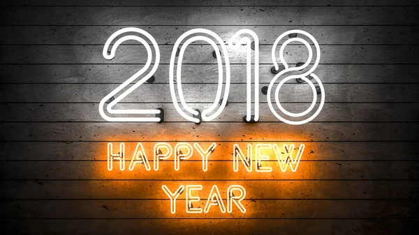 Happy New Year 2018 Neon Shapes Lights — Stock Photo, Image