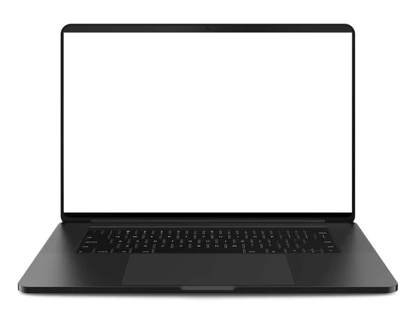 Laptop Met Leeg Scherm Geïsoleerd Een Witte Achtergrond Zwarte Aluminium — Stockfoto