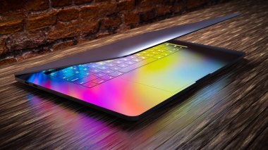Laptop şablonu beyaza izole edildi. Şablon, model.