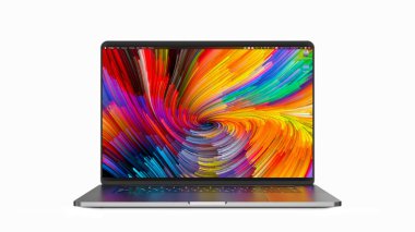 Cracow, Polonya - 16 Kasım 2019: Macbook Pro Apple dizüstü bilgisayarının Mac için yeni bir sürümü..