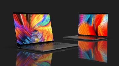 Cracow, Polonya - 16 Kasım 2019: Macbook Pro Apple dizüstü bilgisayarının Mac için yeni bir sürümü..