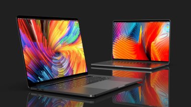 Cracow, Polonya - 16 Kasım 2019: Macbook Pro Apple dizüstü bilgisayarının Mac için yeni bir sürümü..
