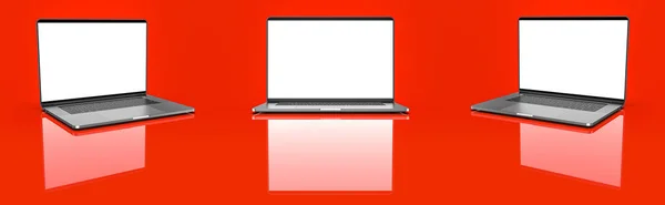 Laptops Templates Red Background Template Mockup Design — Stock Photo, Image