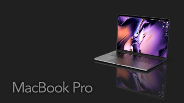 Cracow, Polonya - 25 Mart 2020: MacBook Pro Apple dizüstü bilgisayarının Mac için yeni bir sürümü.