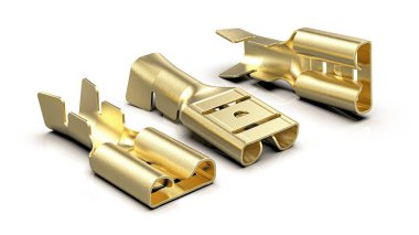 Brass electrical wire connector. Template, mockup. clipart