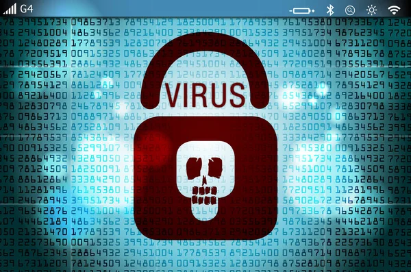 Virus ransomware pada layar — Stok Foto