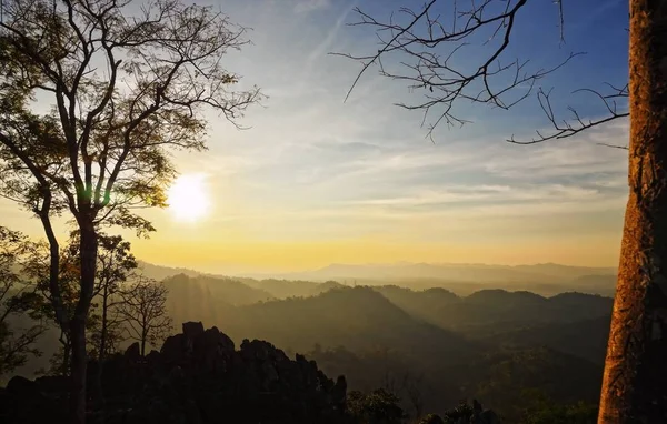 Árbol en la cima de las montañas: Parque Nacional Nam Nao, Tailandia — Foto de Stock