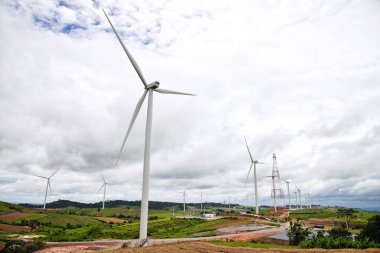 Bulutlu gökyüzü ile Rüzgar jantlar
