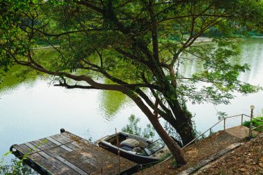 Ağaçlar nehir ve tekne