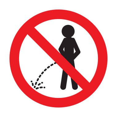 Sembol Hayır Urinating yasaktır. Beyaz arka plan üzerinde izole
