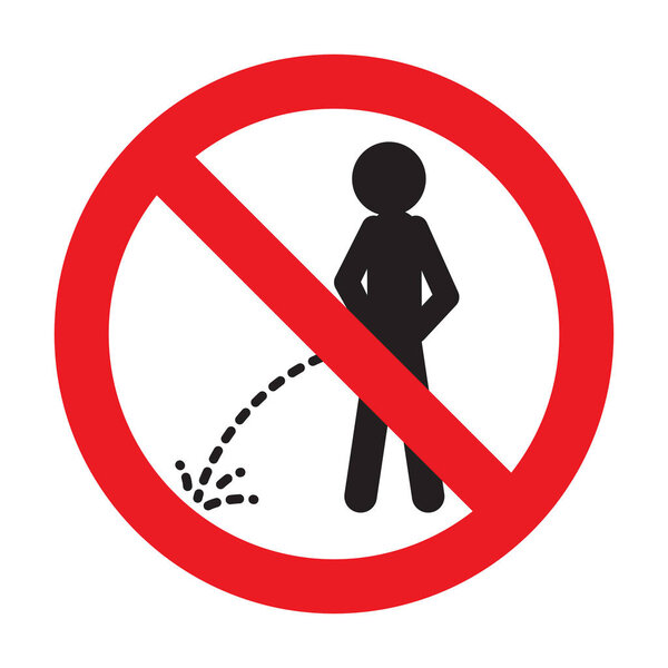 Символ Нет запрещенного мочеиспускания. Изолированный на белом фоне
