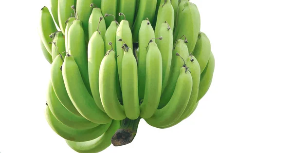 Closeup rauwe banaan op tak geïsoleerd — Stockfoto