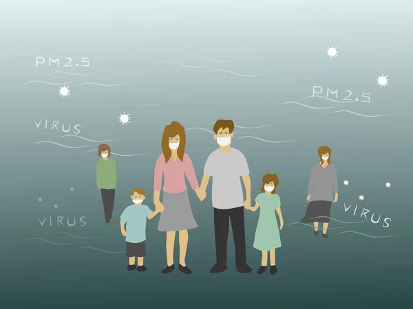  Aile, küçük toz ve virüslerin havaya yayılmasını önlemek için maske ve burun taktı..