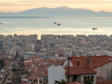 Günbatımında Selanik 'in Panoraması.