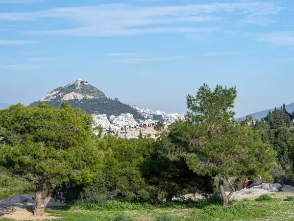 Vista Desde Una Colina Verde Panorama Atenas — Foto de Stock