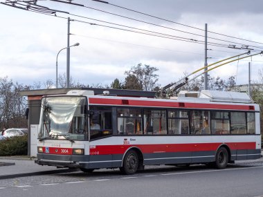 Brno şehrindeki tramvayın manzarası.